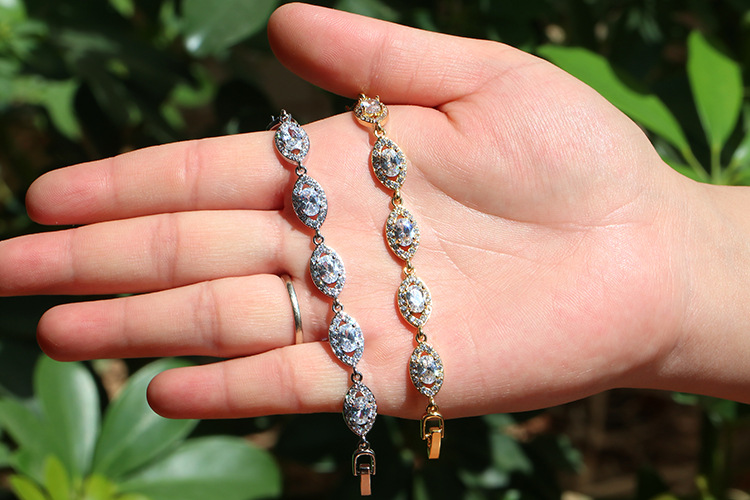 Geometric Pattern New Full-row Diamond Copper Gold-plated Inlaid Zircon Bracelet