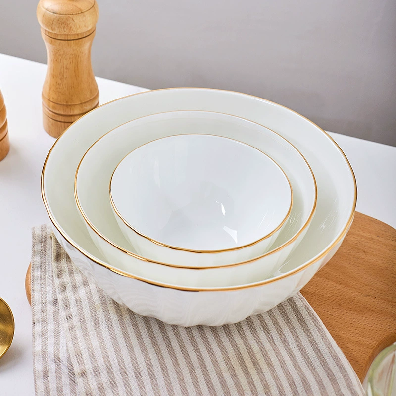 Японский стиль миска кухонная простая Jingdezhen керамическая миска светлая роскошь европейский стиль золотое ободок костяной фарфор большая и маленькая солнечная миска