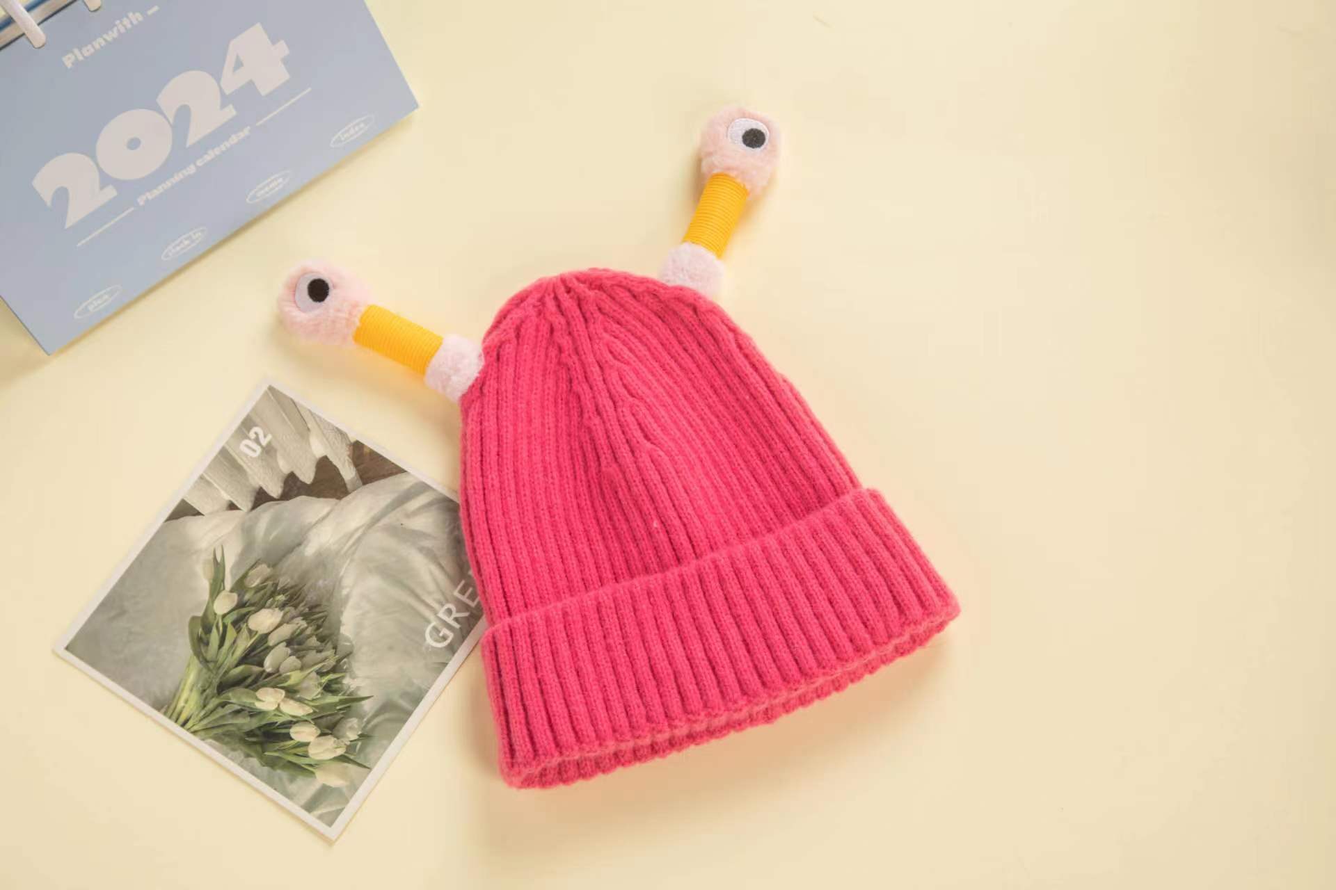 Tentáculo de dibujos animados luminoso pequeño monstruo sombrero de lana hembra Otoño e Invierno divertido padre-hijo cálido sombrero de punto