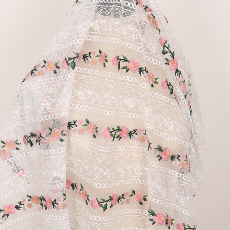 dress Embroidered Lace Fabric Mesh Embroidered Hanfu Children's Clothing Doll Doll Curtain Diy Fabric
