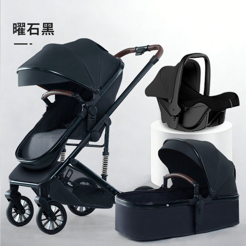 Personalizado alto paisaje cochecito de bebé se puede sentar y acostarse plegable cuatro estaciones cochecito de bebé universal cuatro ruedas antichoque coche bb