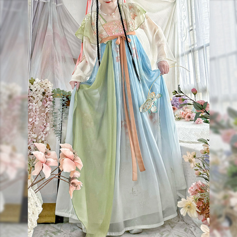 Original high-waisted Hanfu dress for women【Tang Dynasty Elegance】new spring-summer fairy-style dress, Tang-style ancient costume