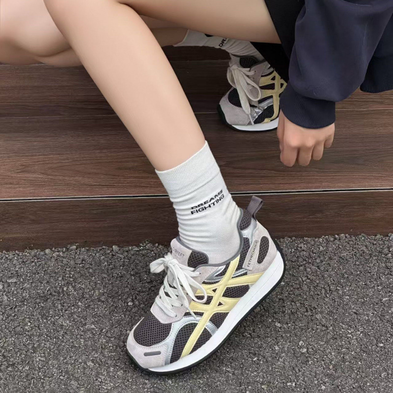跨境真皮厚底德训鞋女秋新款韩版百搭系带休闲运动鞋老爹鞋阿甘鞋|undefined