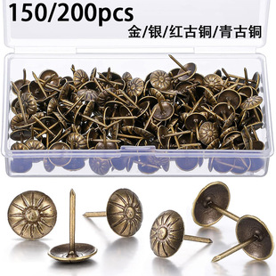 For Cross-border Boxed 150pcs/200pcs Gold/silver/bronze/red Bronze Daisy Thumb Nail Thumb Nail