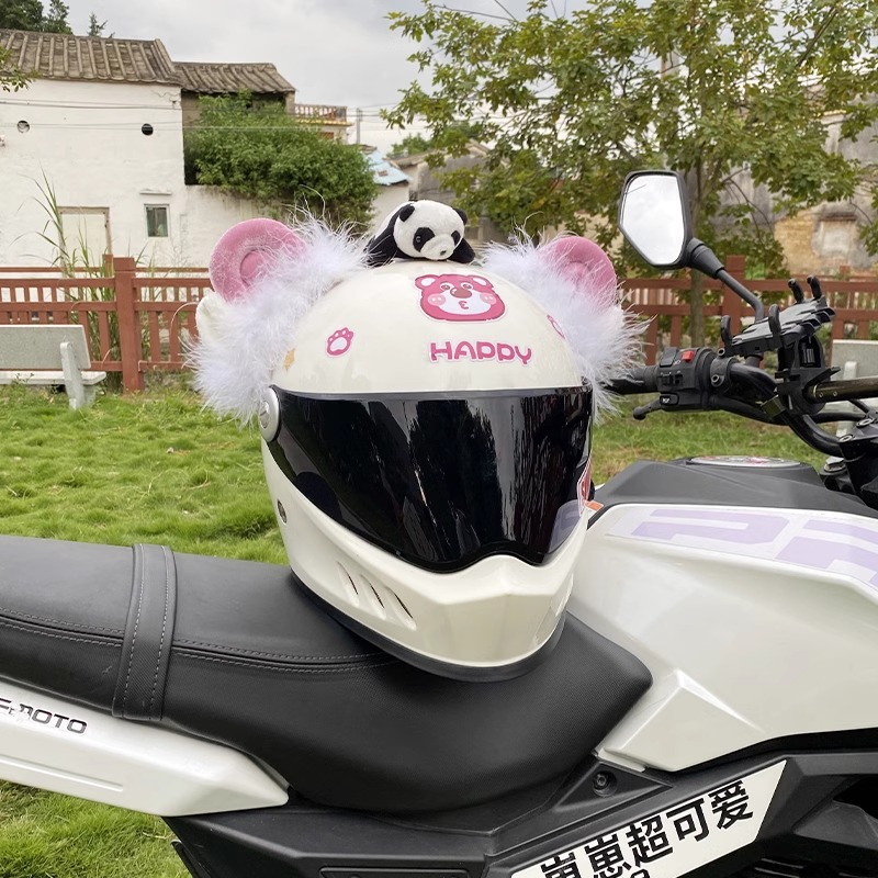 Plush Sheep Ear Decoration for Motorcycle/Electric Car Helmet