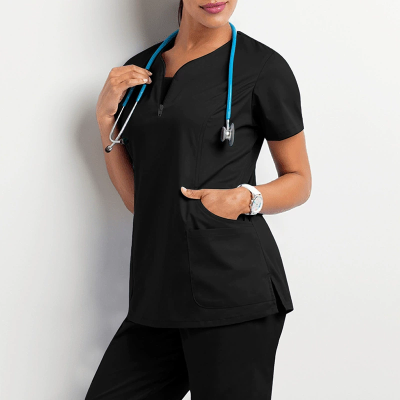 Nurse uniform, elastic quick dry doctor uniform, split set, custom-made, with short sleeve