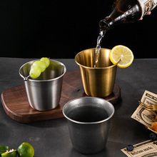 跨境不锈钢复古美式咖啡工业风磨砂加厚宽口冷饮果汁喝水杯子批发