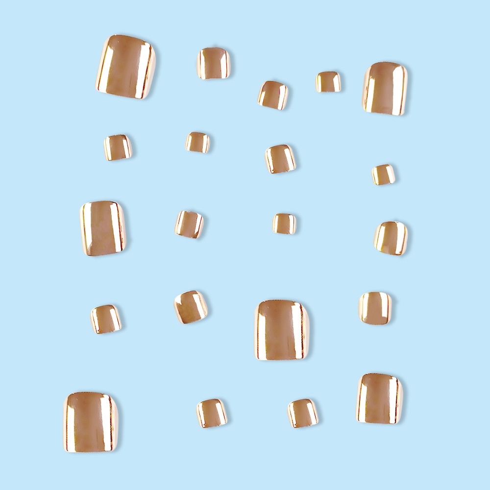 Uña metálica galvanizada, uñas de los pies, estilo de moda, 24 piezas de parche de uñas, uñas de pies