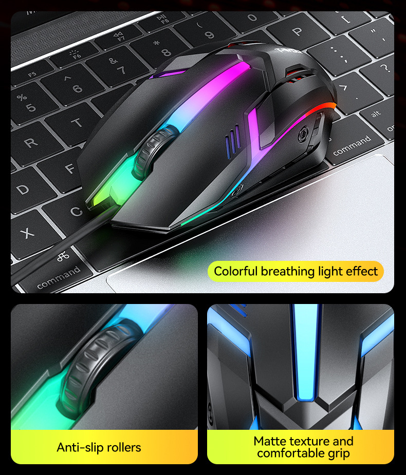 T-WOLF TF240 oyun klavyesi, mouse, kulaklık ve mouse pad seti dörtü bir arada İspanyolca versiyonu