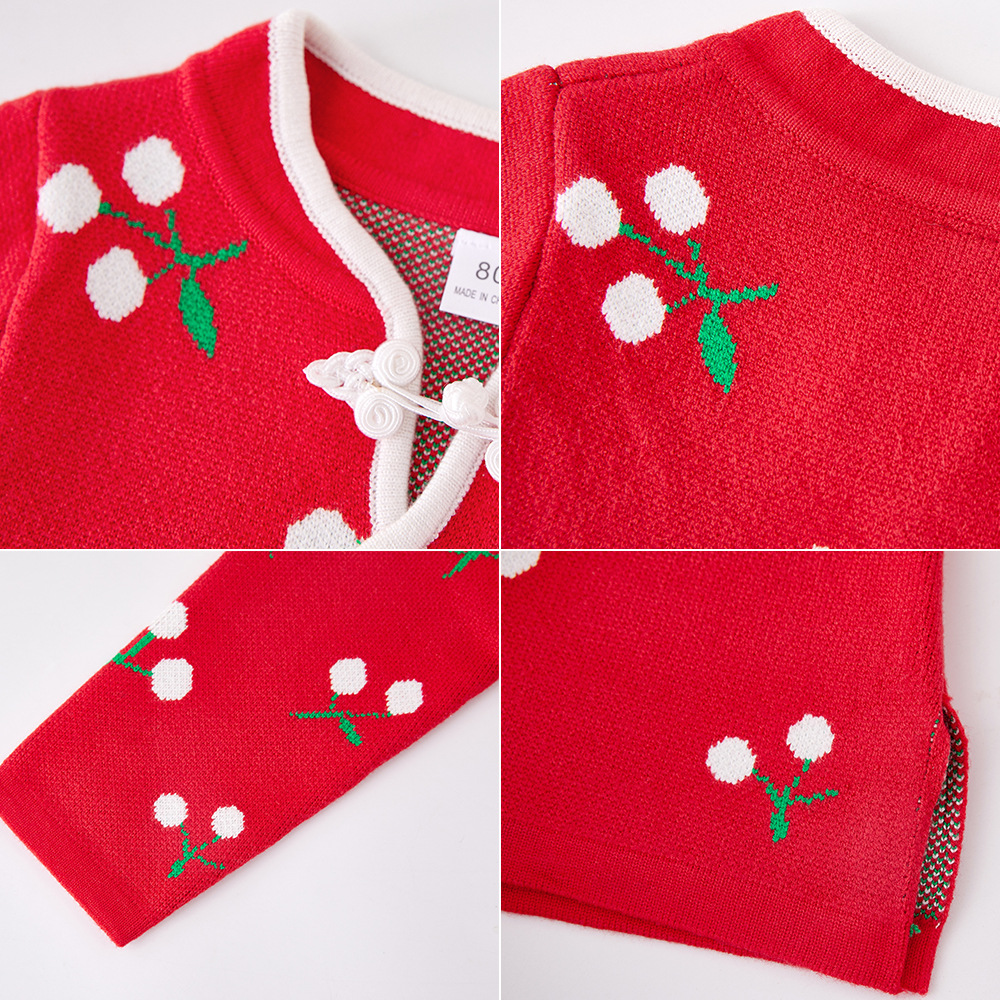 Primavera y otoño ropa de los niños festivos niñas Vestido de punto princesa vestido cheongsam invierno engrosada bebé suéter vestido al por mayor