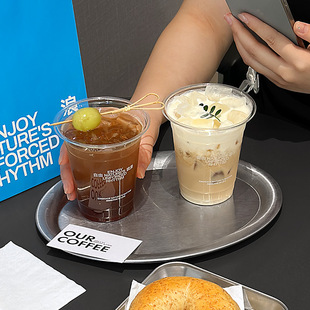 Disposable Coffee Cup with Lid, Hot and Cold Drink Cup, Milk Tea Special Packaging, Take-Out Pet Plastic Cup for Commercial Use