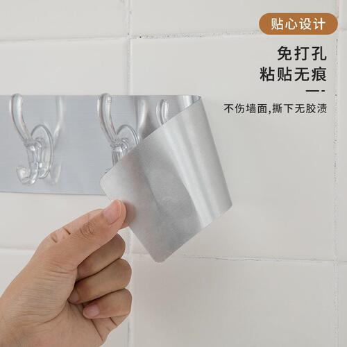 Non-piercing hooks, adhesive hooks, six-in-a-row coat hooks, back-of-the-door hanging hooks, wall-mounted kitchen and bathroom waterproof coat hooks