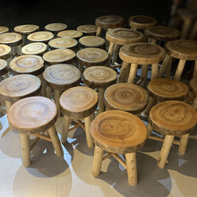 批发四脚圆凳家用 餐凳实木根雕凳子创意花架樟木圆型放脚换鞋凳