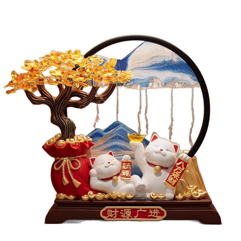 新しい家のリビングルームの装飾品、金のなる木、流砂絵画、猫の引っ越し、新築祝い、開店祝いのギフト|undefined