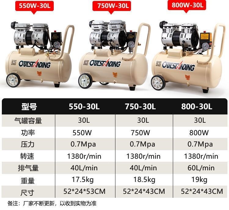 Air pump air compressor small air compressor oil-free silent 220V woodworking painting air pump