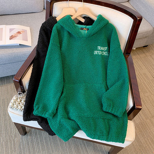60.00 kg-175.00 kg plus size imitation lamb wool hooded sweater fat sister warm Joker jacket 2024 autumn and winter new