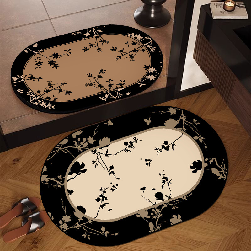 Middle Ancient Style Toilet Water Absorbent Mat Quick-drying Foot Mat Household Toilet Door Non-slip Bathroom Advanced Sense Multi-material