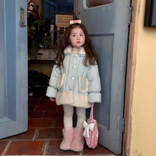 [Ready Stock] Children's Thickened Cotton Clothes 2025 Autumn and Winter Girls' Korean Style Thickened Furry Spliced Cotton Clothes Baby Jackets