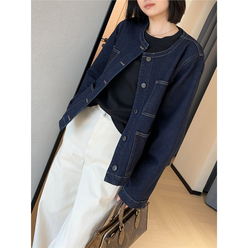 Spring is not too late on the cabinet 4000 flexible and straight style with muscles and bones retro tannin primary color shoulder Denim coat spring