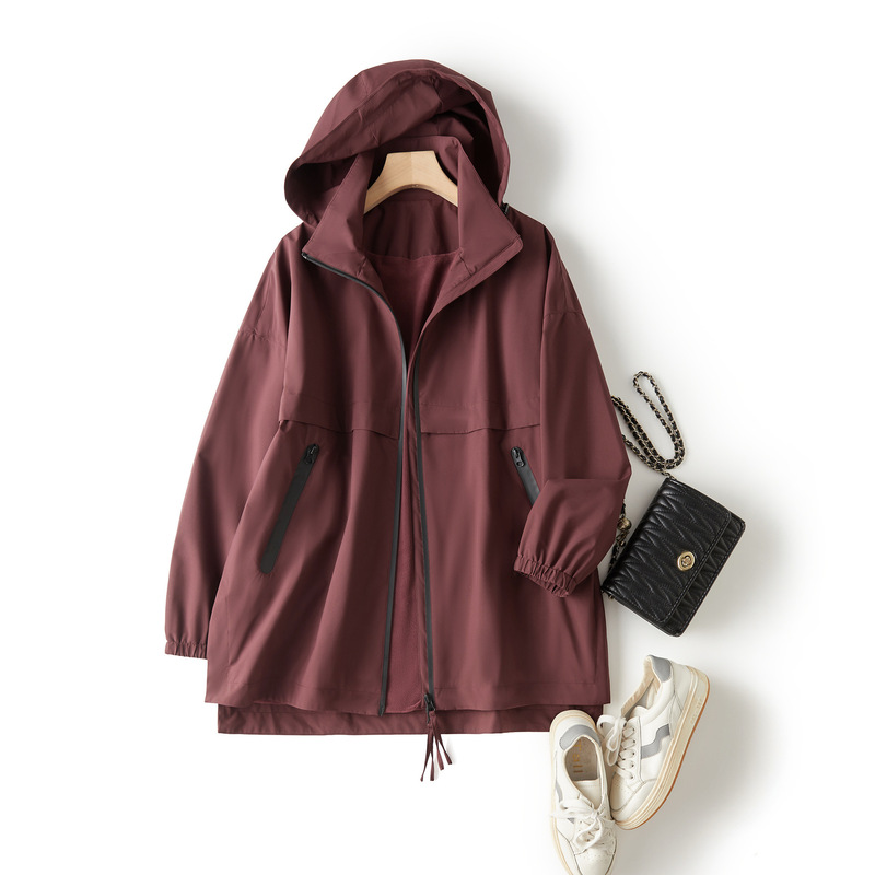 City Urban Windbreaker Fleece-Lined Three-Proof Technology Taped Zipper Hooded Soft Shell Windbreaker Women's Autumn New 25