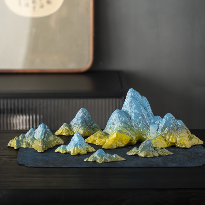 New Chinese Creative rockery micro landscape decorations ceramic dry landscape ornaments line incense study countertop pencil mountain