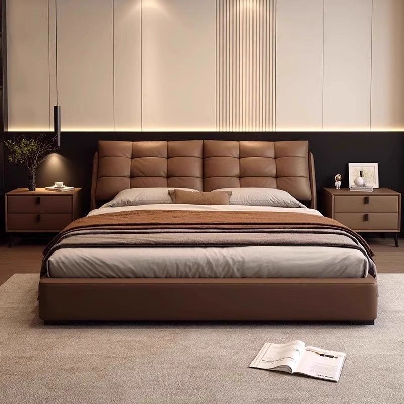 Italian Minimalist New Bed Home Master Bedroom Atmospheric Light Luxury Wedding Bed Storage Soft Bag Internet Celebrity Wedding Bed Wood