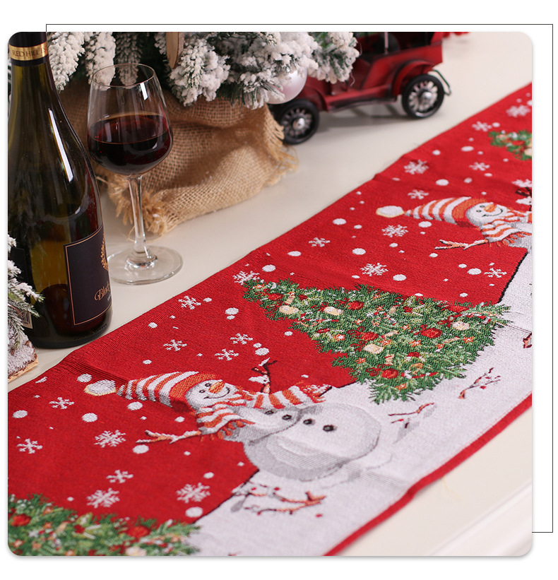 Christmas Cute Christmas Tree Snowman Fabric Party Tablecloth display picture 4