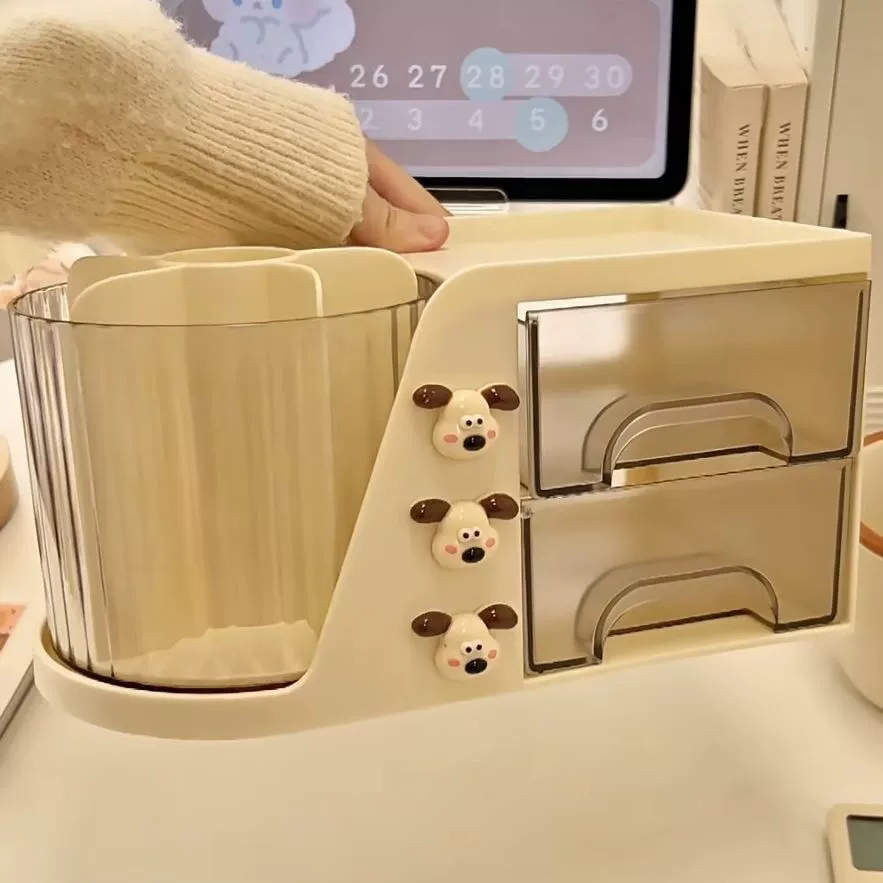 Вращающийся на 360 градусов держатель для ручек, ящик для хранения, ящик для студенческого общежития, настольный ящик для хранения, повседневный Ins, большая вместимость