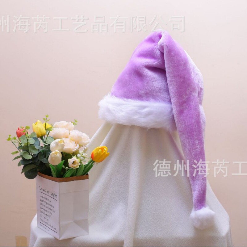 2025圣诞节装饰品红色蓝色黑色粉色圣诞树成人儿童长毛绒圣诞帽|undefined