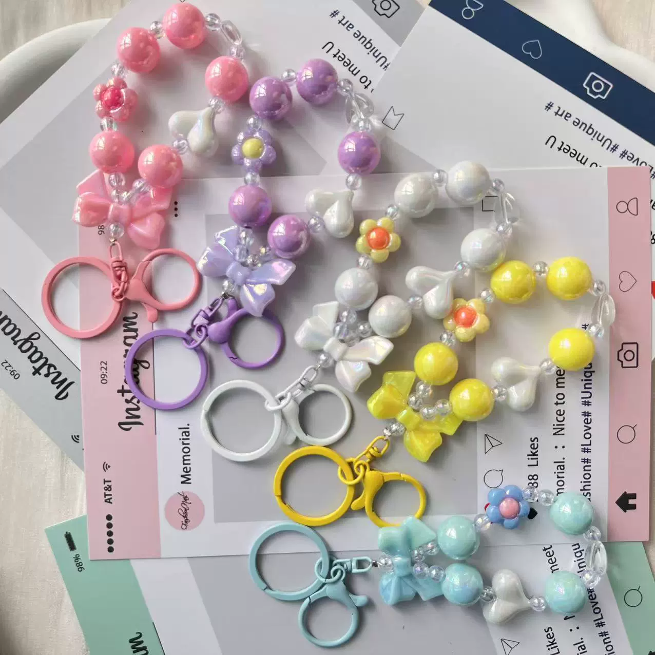 Креативный свежий цвет конфеты с окрашенной брелоком из бисера бант любовь цепочка для ключей сумка милый маленький кулон
