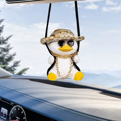 Car Rearview Mirror Car Interior | Car hanging - fat-backpack-straw-hat-rich-man