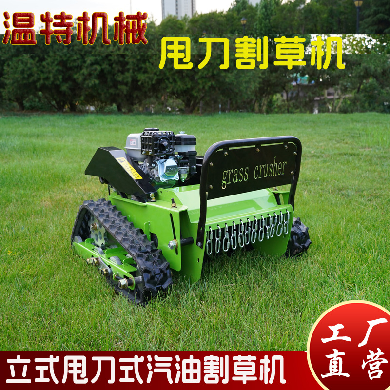 出口东南亚立式遥控履带割草机 9马力甩刀园林碎草机 农用除草机