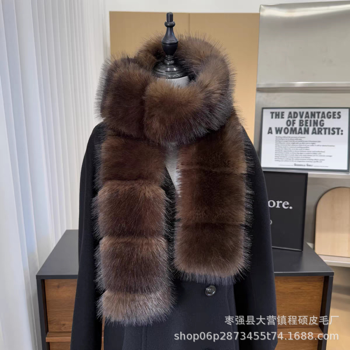 跨境专供仿紫貂围脖冬季保暖女士围巾双面毛围脖高端仿毛毛领