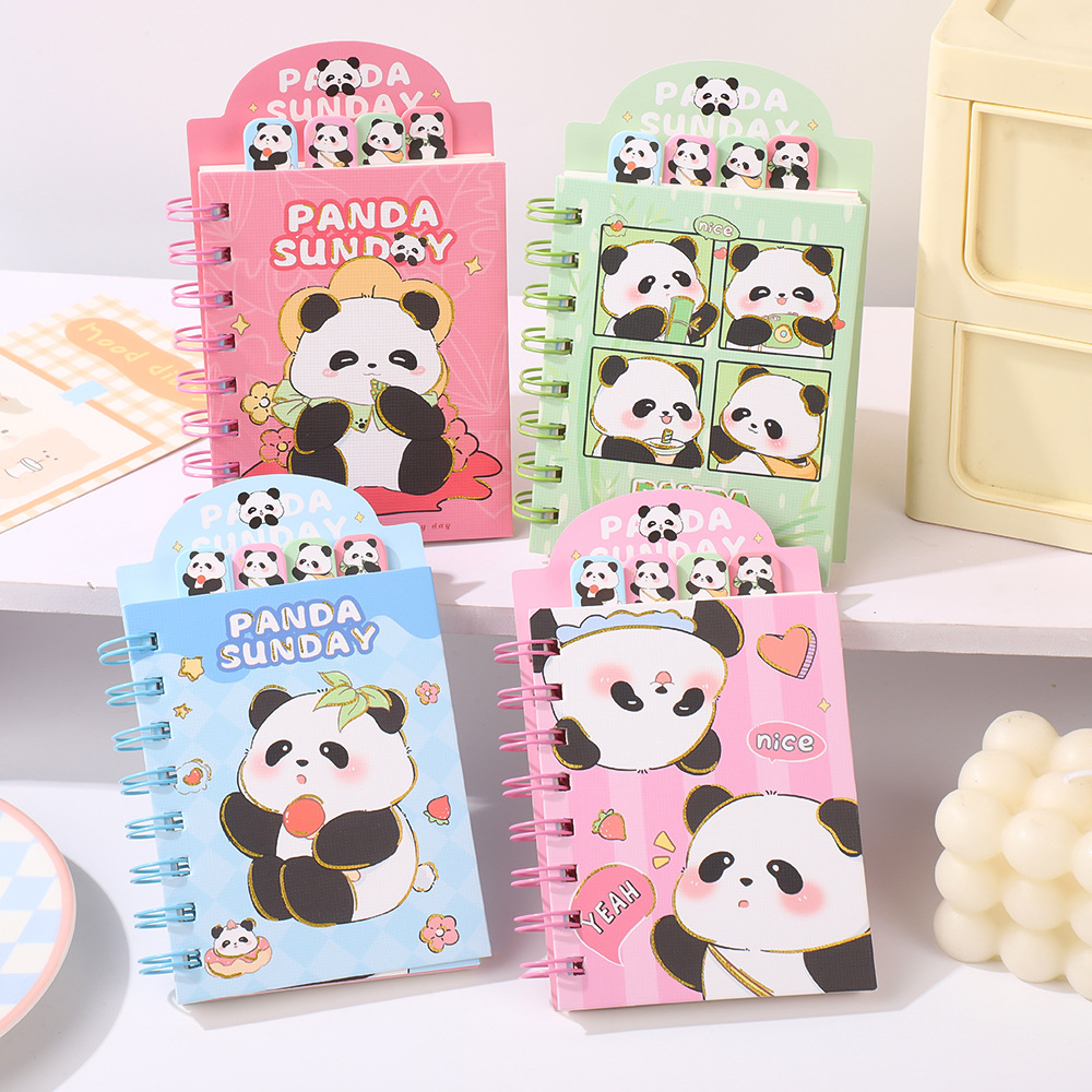 Cuaderno de dibujos animados panda cuadernos de tarjetas de auto-disciplina punzonando cuadernos de bolsillo convenientes cuadernos de papel de papel de papel de papel al por mayor image 6