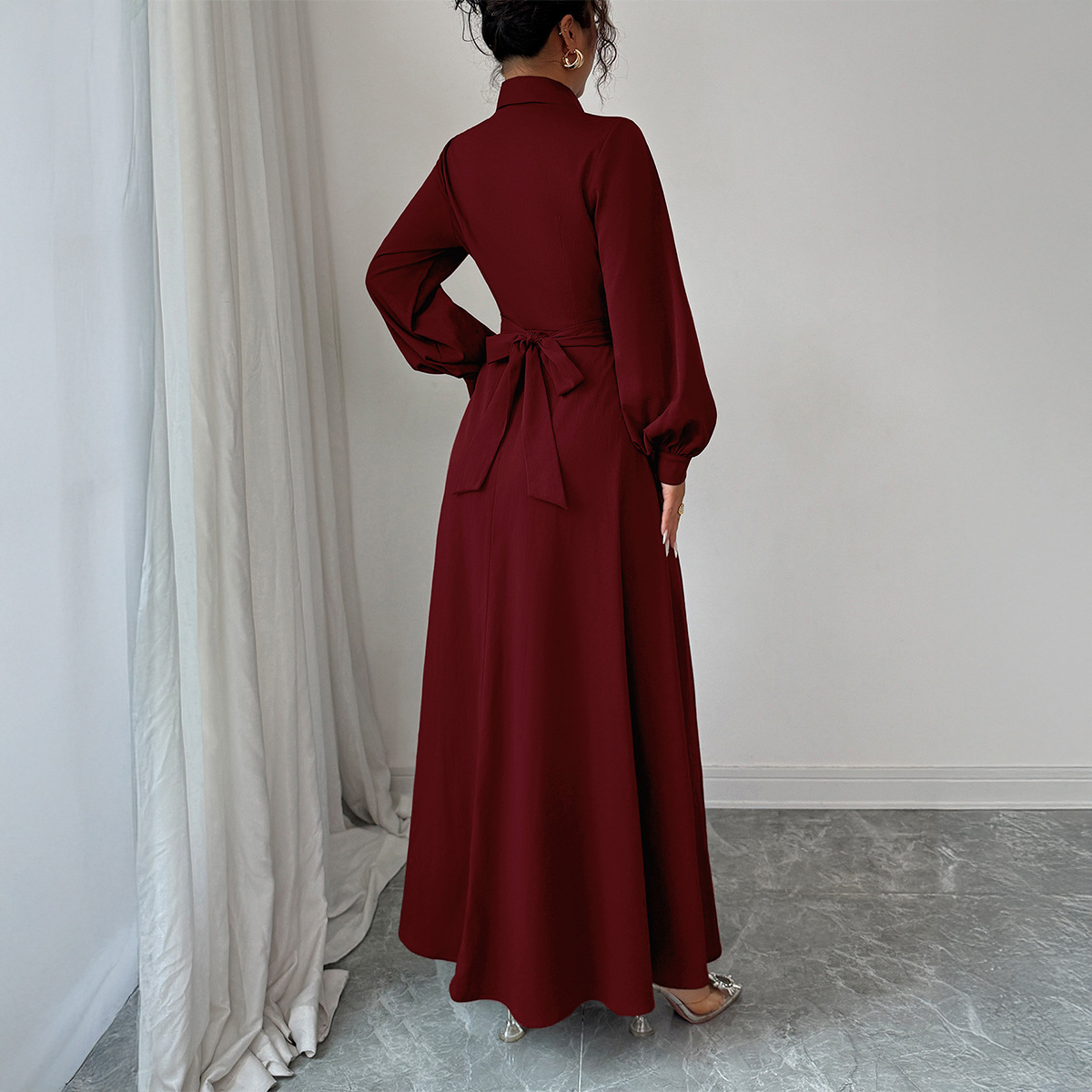 Women's Elegant Long-Sleeve Maxi Dress