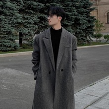 加棉加厚呢子外套2025冬季毛呢大衣男士韩版过膝中长款风衣宽松