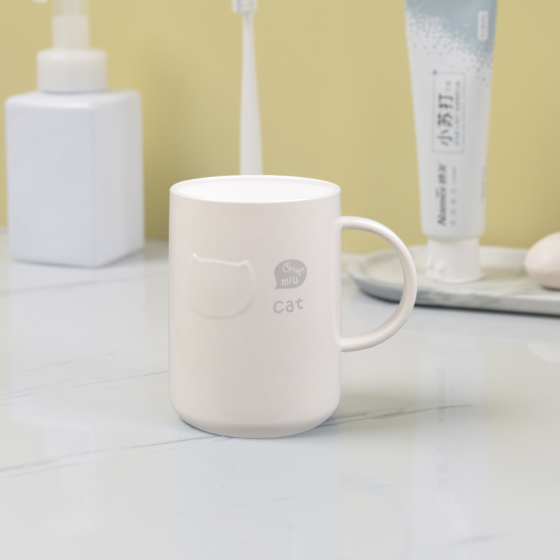 Durable Plastic Mouthwash Cup With Handle For Couples Cute Cartoon_voghion.com