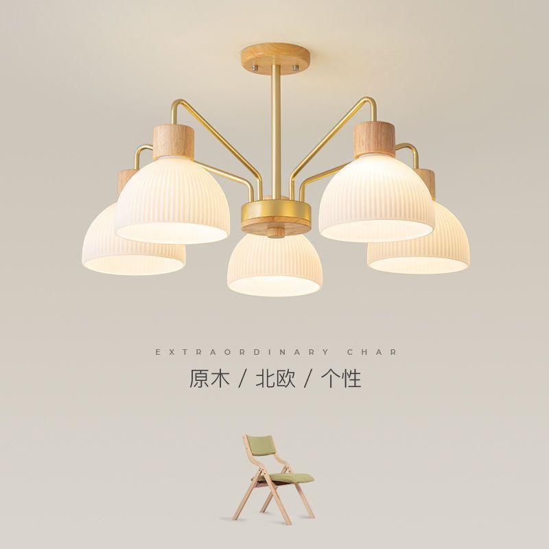 中古北歐吊燈侘寂風小戶型客廳燈設計師法式復古日式木製主臥室燈