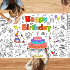 子供誕生日着色ポスターケーキ落書きゲームパーティー装飾使い捨て防水分解性紙テーブルクロス