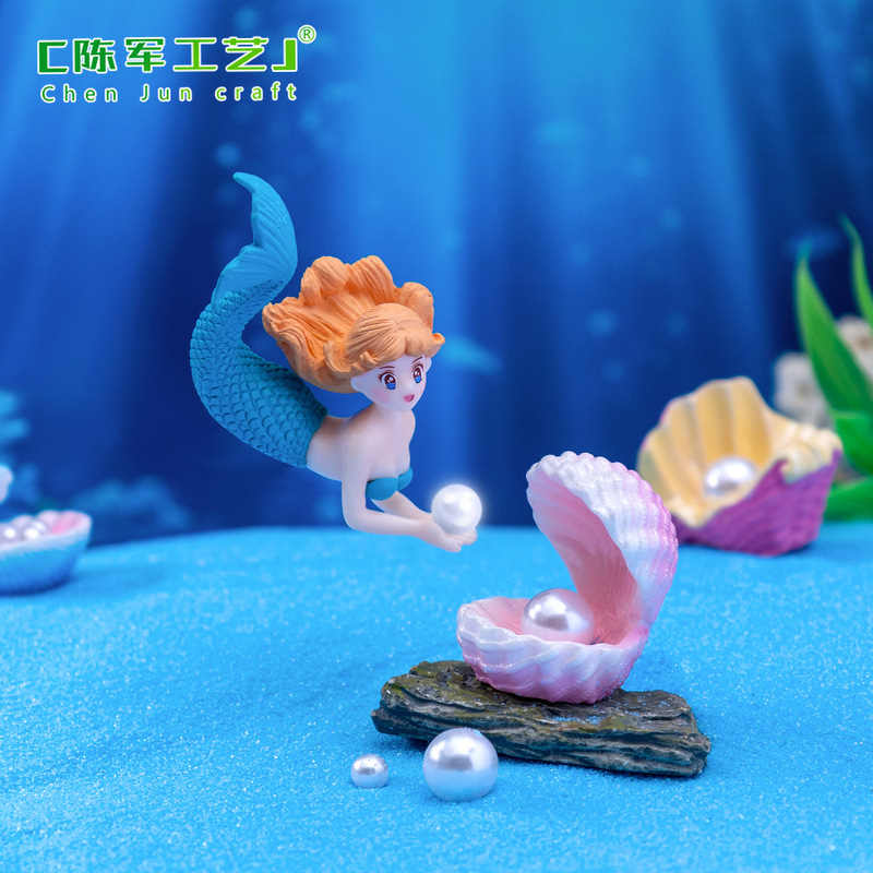 マイクロランドスケープクリエイティブリーフマーメイド人形水族館水槽クリーム接着剤 DIY 装飾アクセサリー PVC 小さな装飾品|undefined