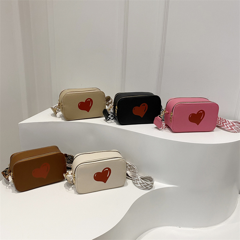 Moda lichi amor impresión bolso de hombro 2024, nueva moda en forma de corazón bolso cuadrado de moda bolso de mujer