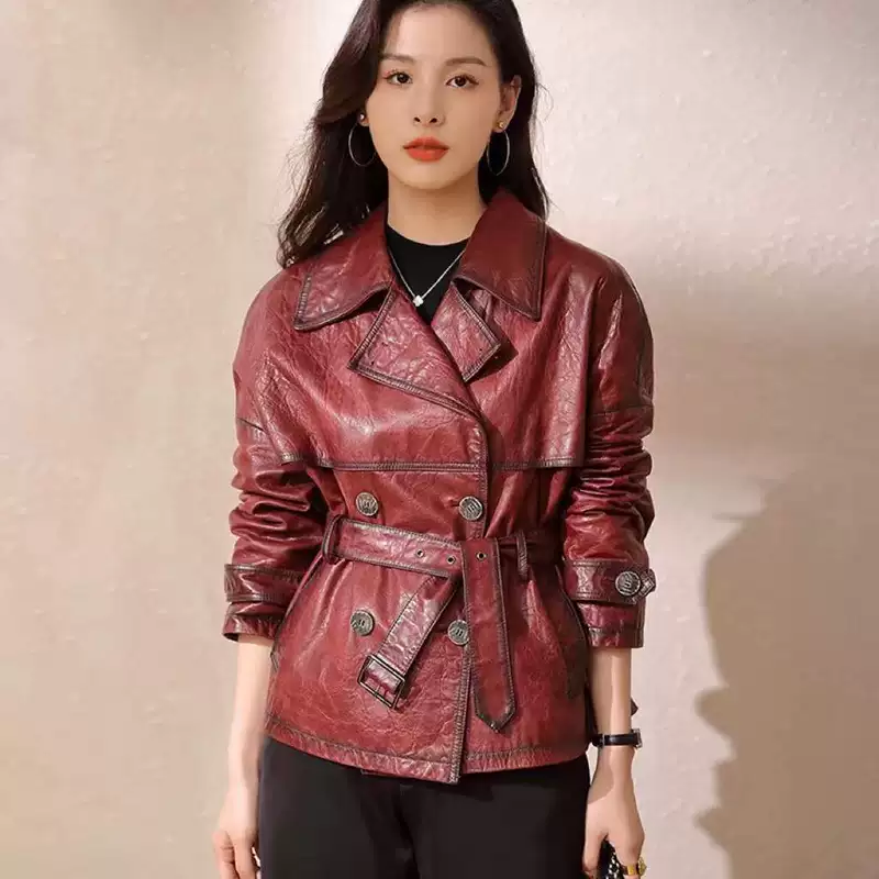 Autumn trench coat, genuine leather