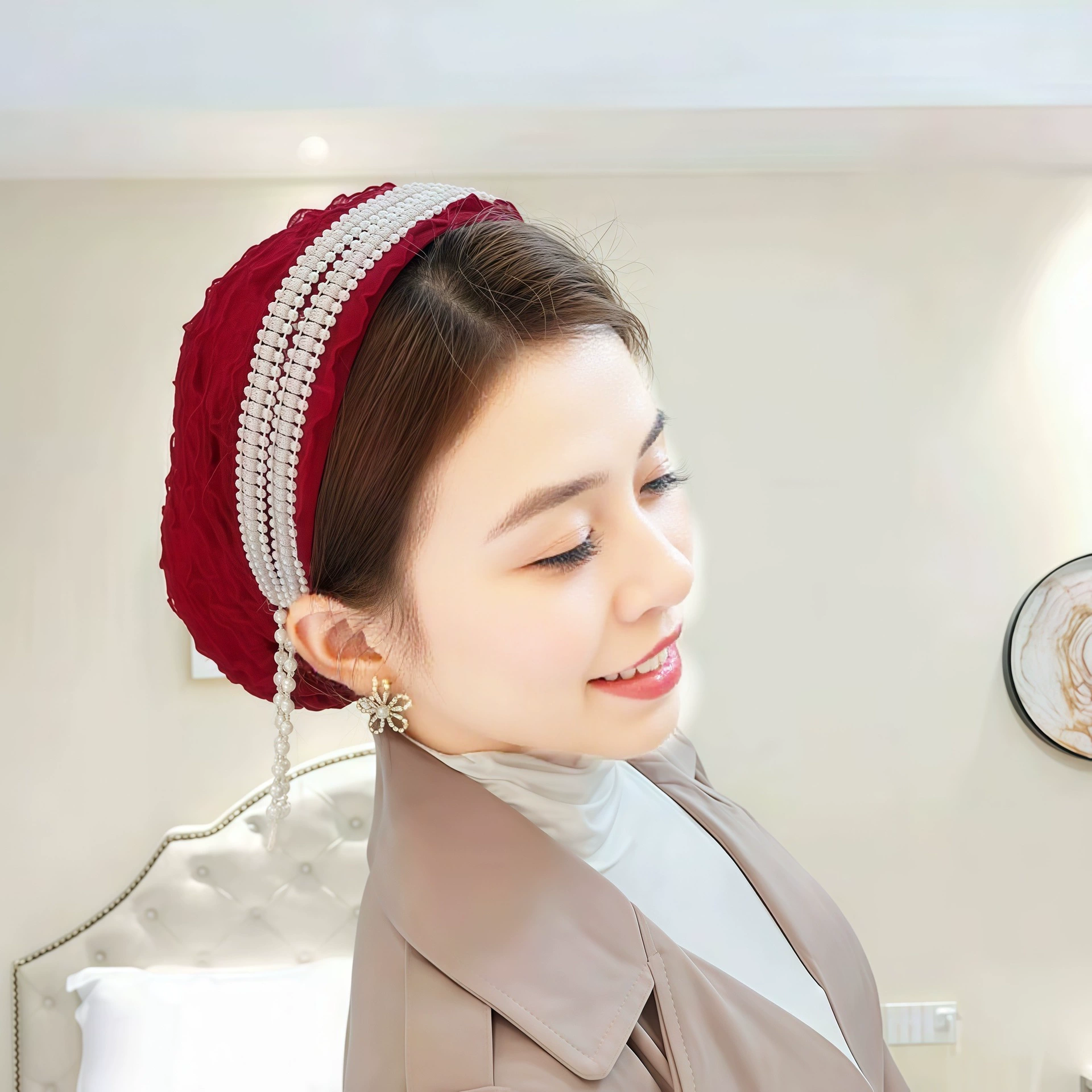 Пуловер с кружевным носком и бисером в виде цветка сливы, золотая шелковая дышащая шляпа с белыми волосами, модная полая шляпа на четыре сезона, оптовая доставка