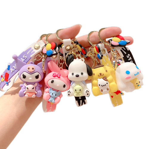Cartoon Cute Sanrio Character Keychain Car Key Holder Keychain for Women Bags Key Ring Accessory Wholesale