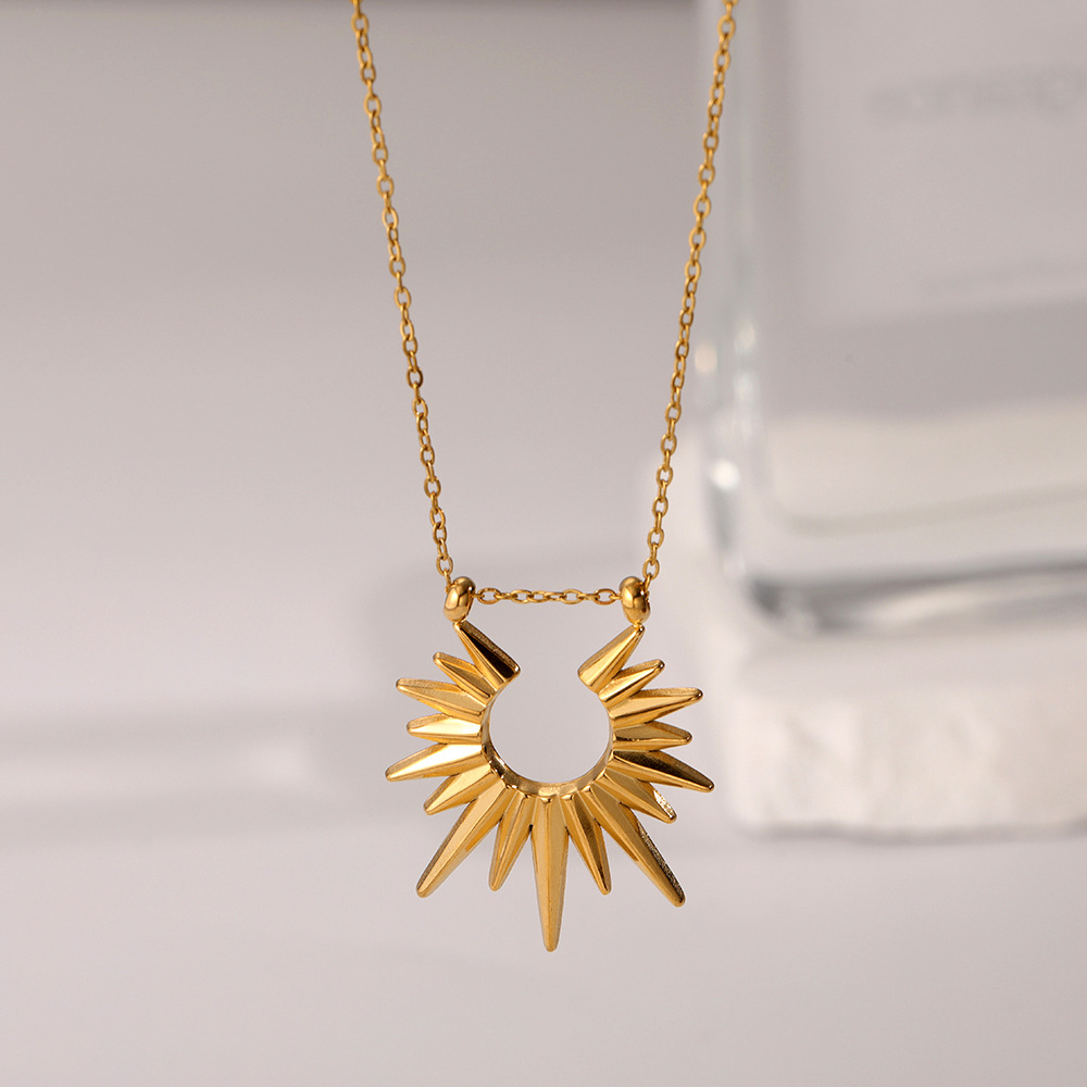 Titanium Steel Chain Material Simple Style U Shape Geometric Solid Color Titanium Steel Wholesale Pendant Necklace
