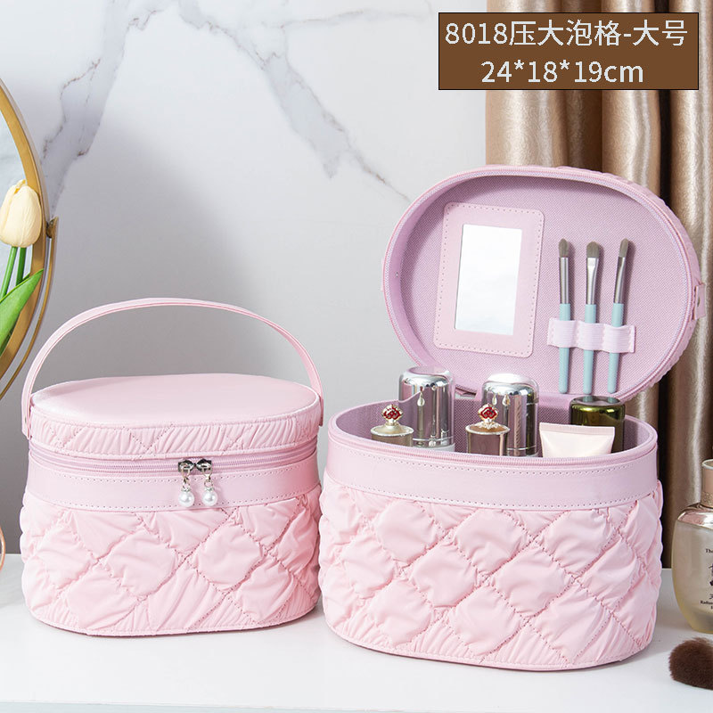 2025 nuevo estuche de cosméticos de gran capacidad, maleta de burbujas de cuero de pu, caja de almacenamiento de herramientas de belleza portátil de alto valor