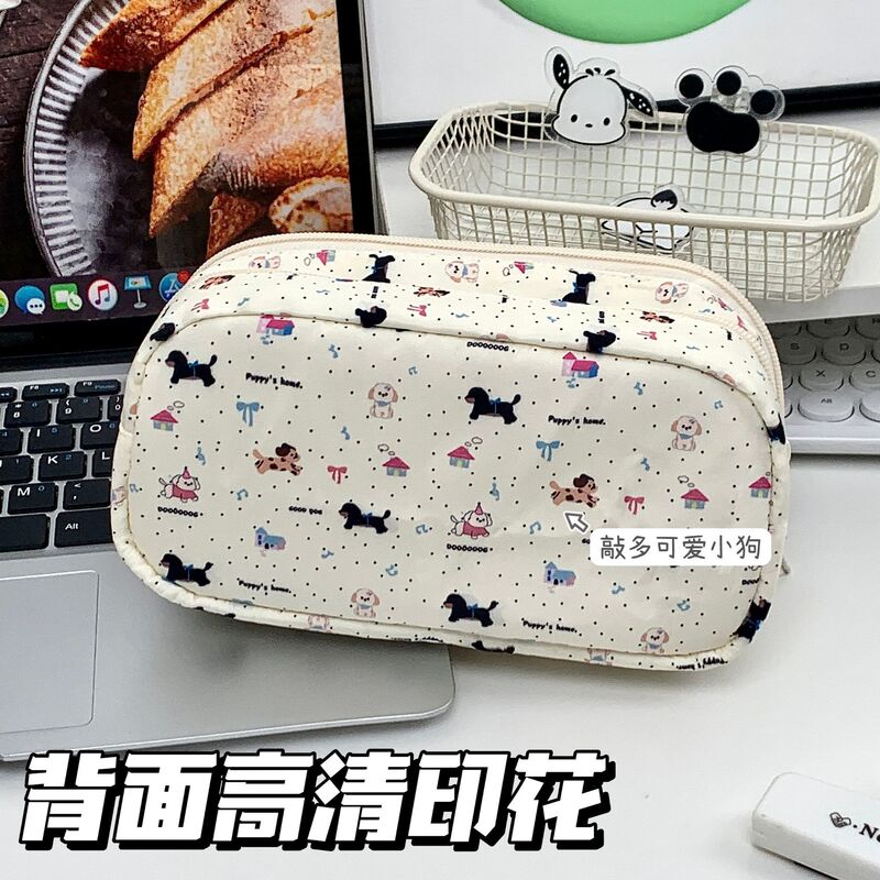 ハッピーパピーパインバッグ鉛筆バッグ高価値ダックスフント文具バッグ学生大容量筆箱収納日本語|undefined