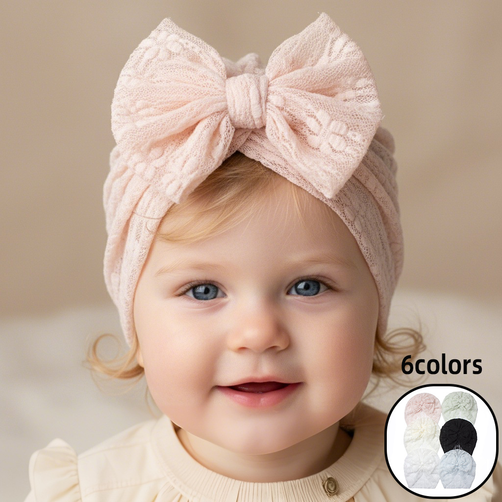 Lace children's breathable cute soft hat with bow