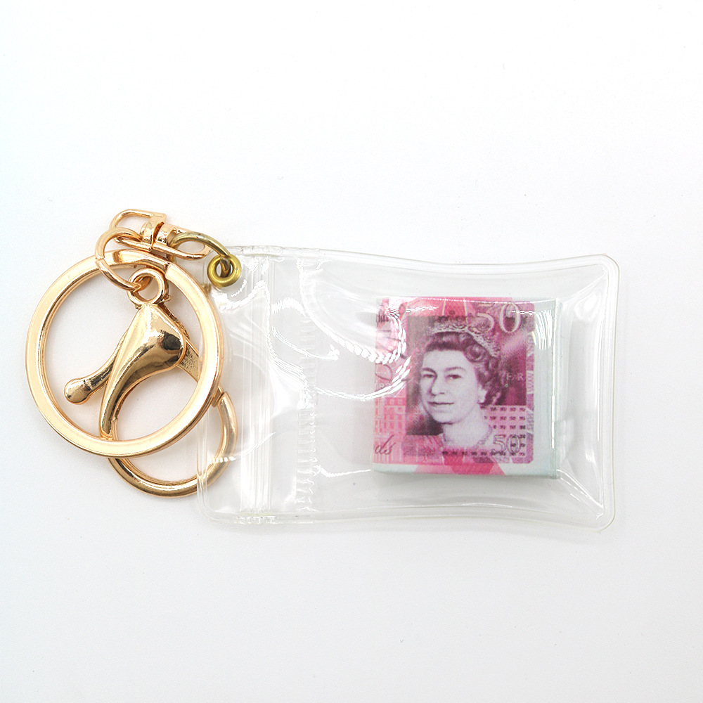 Simulación de dólar de Taiwán, dólar estadounidense, libra, won coreano, moneda indonesia, llavero, colgante de billetes de papel, medalla de oro, colgante de barra de oro, máquina de bebé