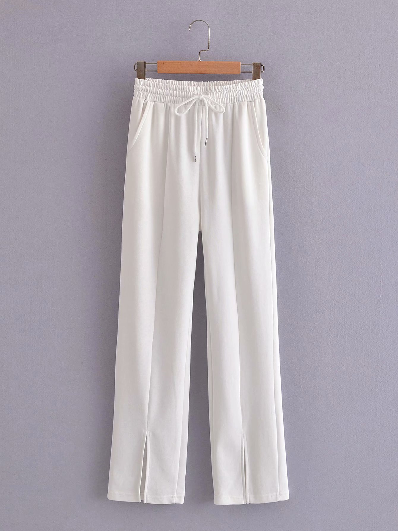 elastic waist drawstring wide leg pants  NSAM48860